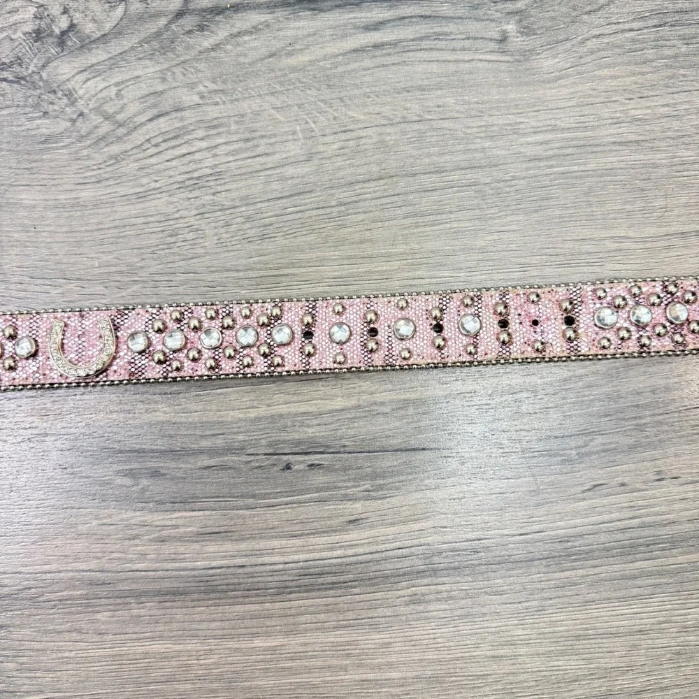 Nocona Kids Pink Rhinestone Western Belt Horseshoe Glitter‎ Bling Cowgirl 24
